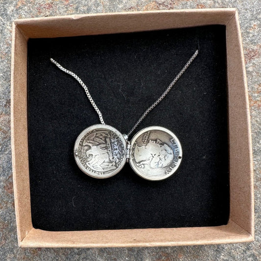 U.S. Silver Quarter Locket Coin Necklace