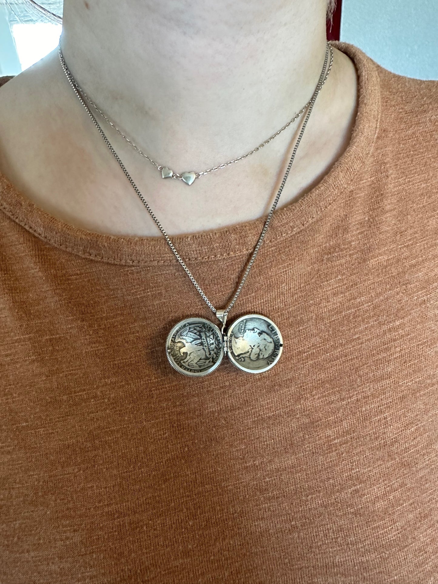 U.S. Silver Quarter Locket Coin Necklace