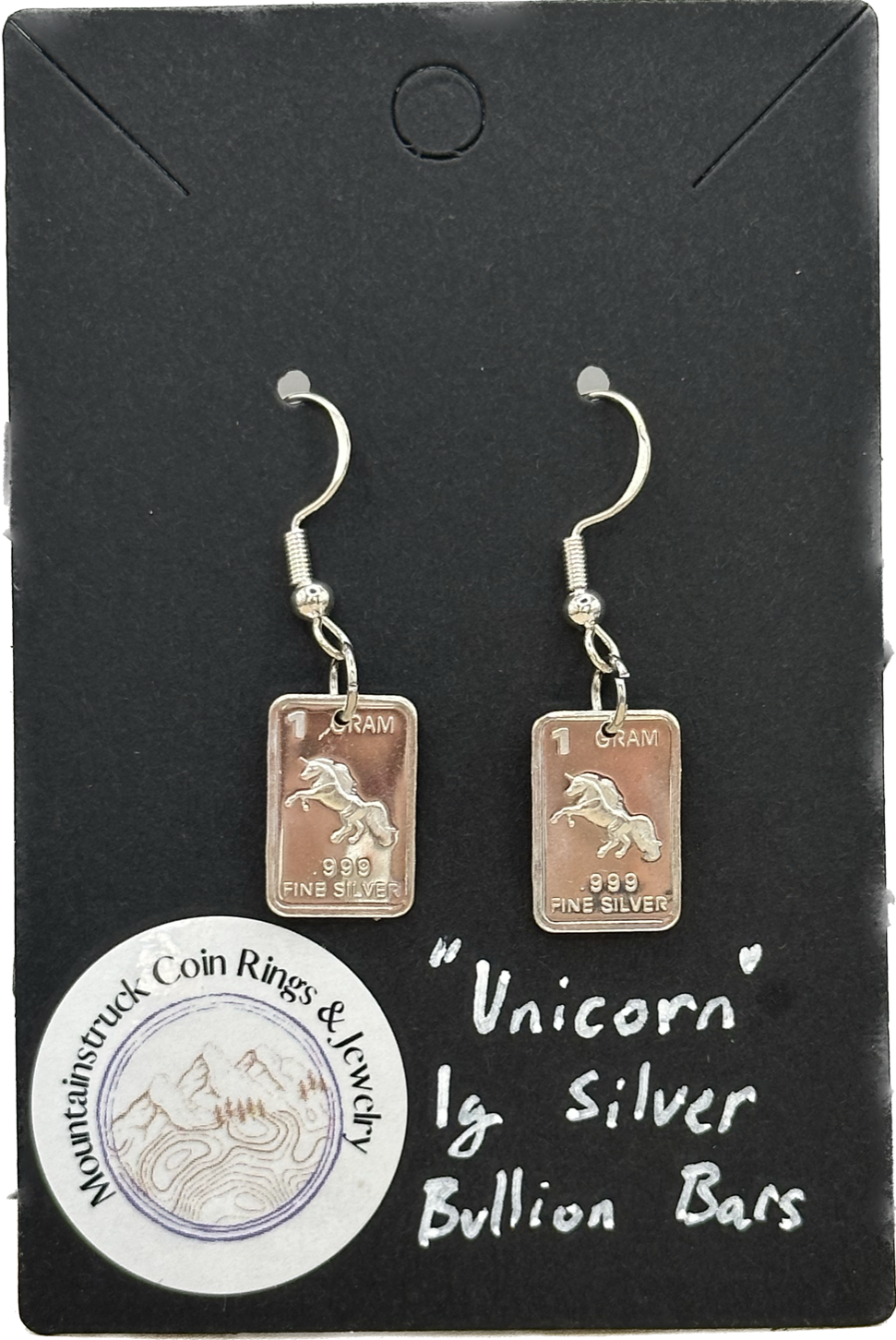 Unicorn 1g Bullion Silver Earrings