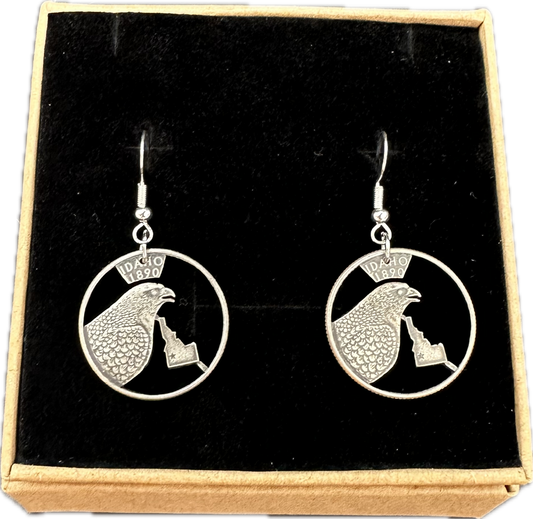 Idahome Cut State Quarter Coin Earrings