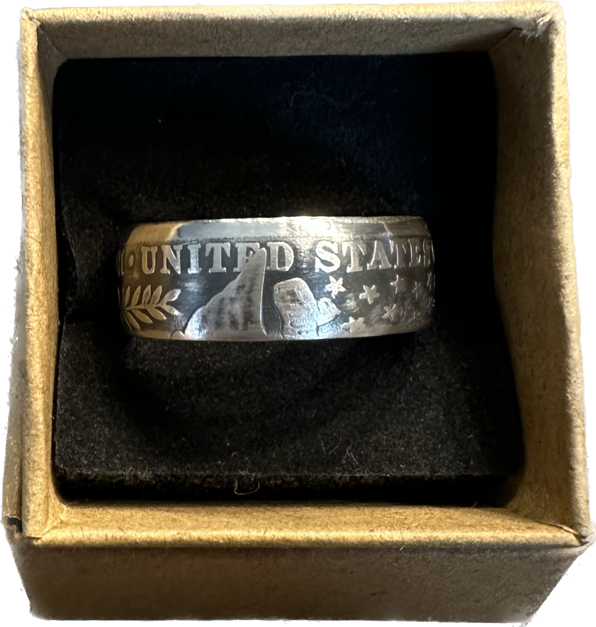 Barber Half Dollar Silver Coin Ring (reverse)