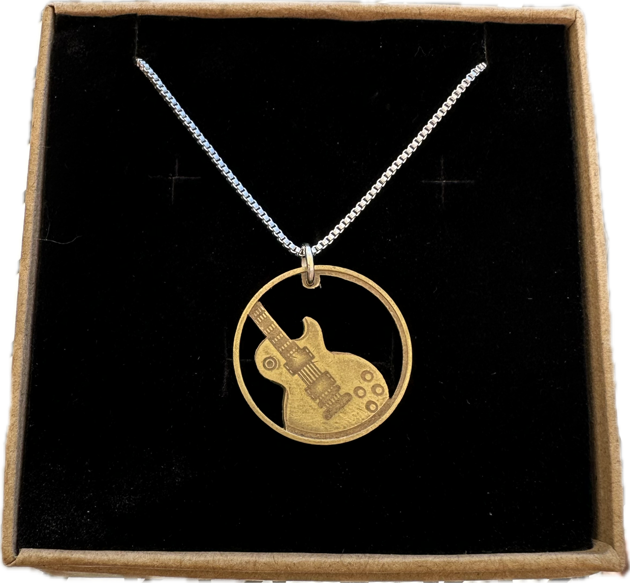 Guitar Token Hand Cut Necklace