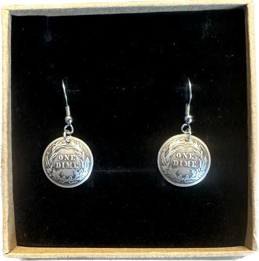 U.S Barber Dime Silver Earrings