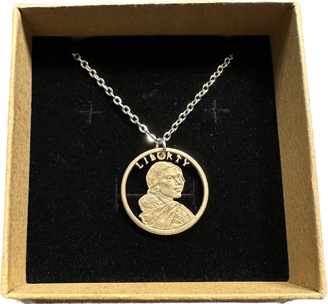 Sacagawea One Dollar Cut-out Necklace