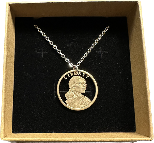 Sacagawea One Dollar Cut-out Necklace