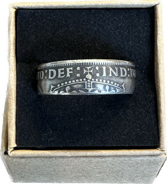 UK Two Shillings Silver Ring