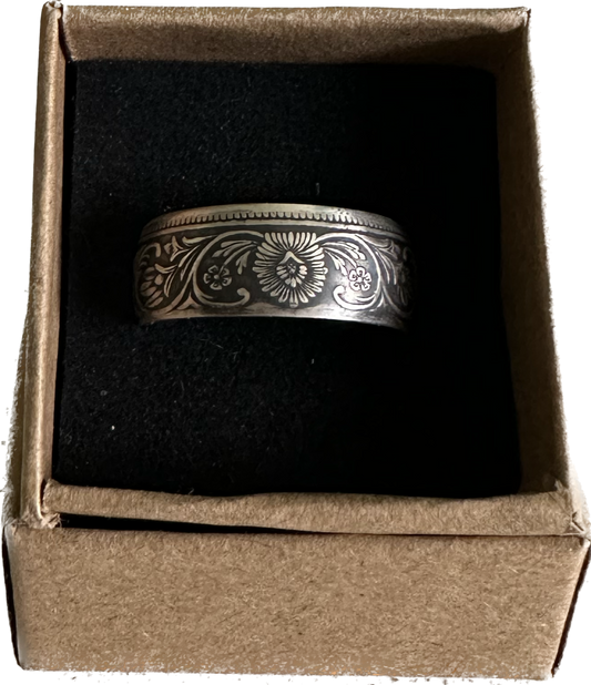 India 1 Rupee Silver Ring (Rare, Victorian)