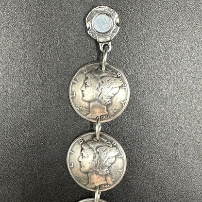 U.S. Mercury Dime Silver Coin Bracelet magnetic closure on a black background. - Mountainstruck Coin Jewelry