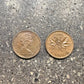 Canada Maple Leaf Penny on a concrete background. Front face on left side and back on right side of picture. - Mountainstruck Coin Jewelry