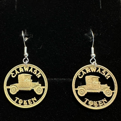 Carwash Hand Cut Token Earrings - Mountainstruck Coin Jewelry