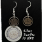 Sweden Crown 10 Ore Hand Cut Silver Coin Earrings on a black background - Mountainstruck Coin Jewelry