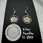 Sweden Crown 10 Ore Hand Cut Silver Coin Earrings on a black background - Mountainstruck Coin Jewelry