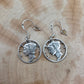 U.S. Lady Liberty Hand Cut Silver Coin Collection earrings on a wood background- Mountainstruck Coin Jewelry