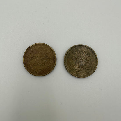 Token used for Gold Plated Heart of Hearts Hand Cut Token Necklace on a white background. - Mountainstruck Coin Jewelry