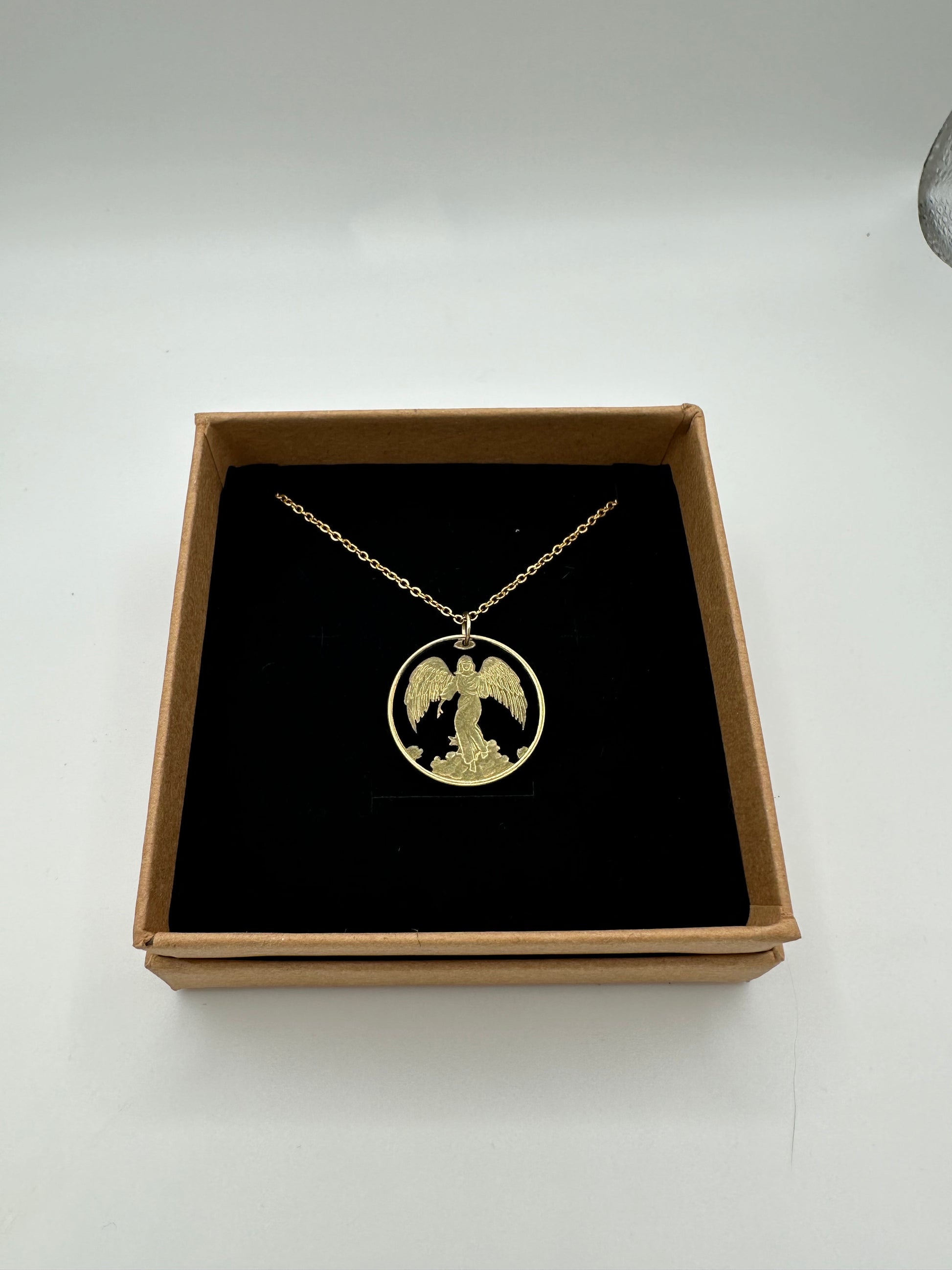 Guardian Angel Hand Cut Token Necklace - Mountainstruck Coin Jewelry