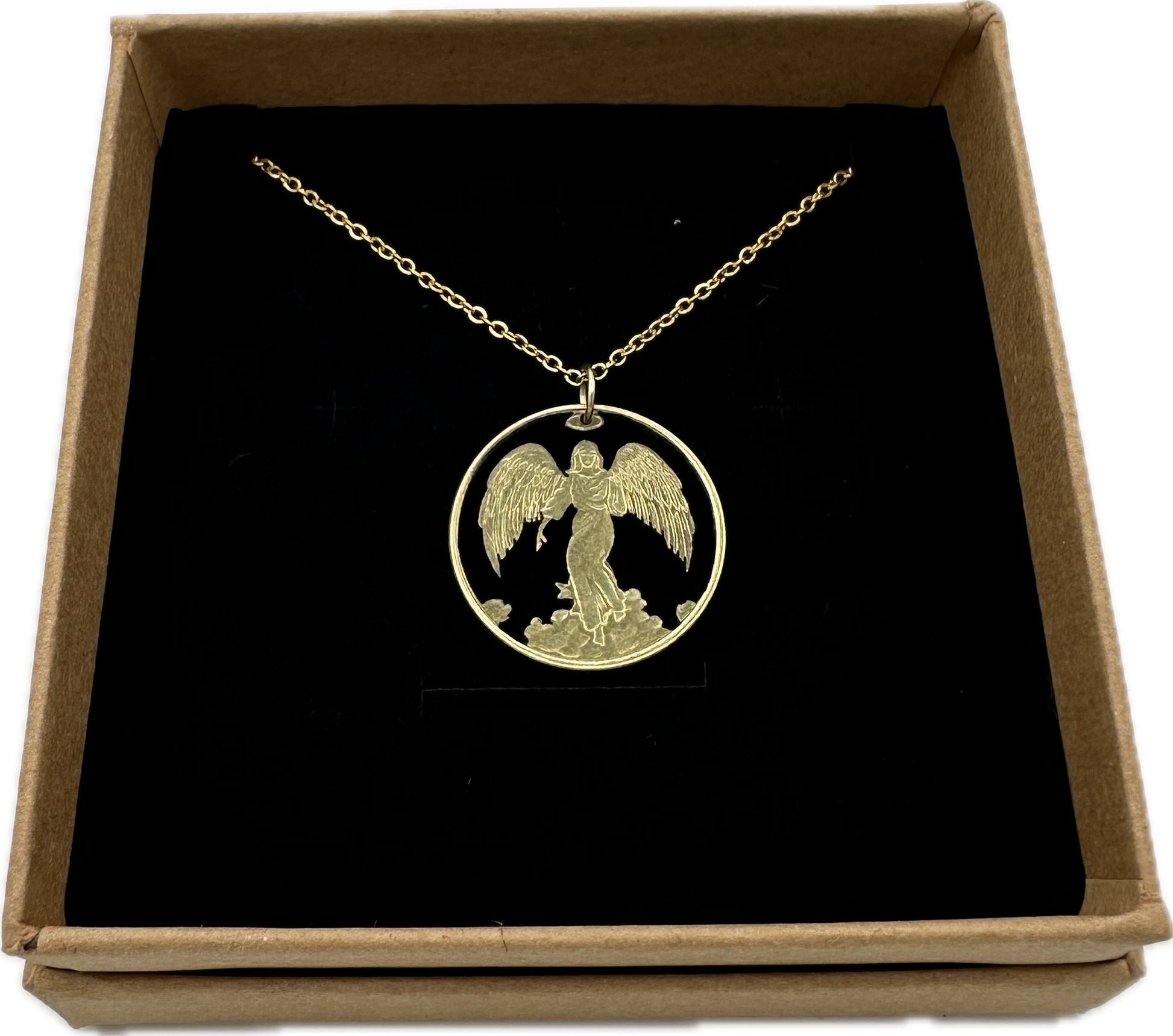 Guardian Angel Hand Cut Token Necklace - Mountainstruck Coin Jewelry