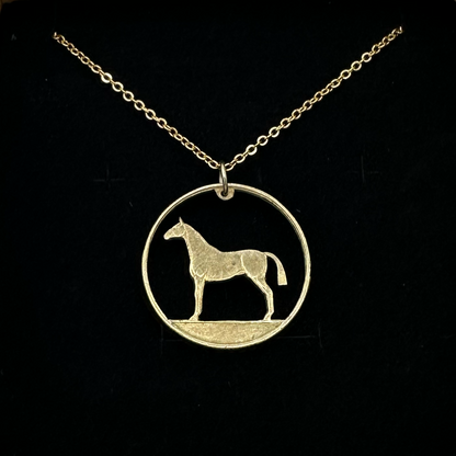Ireland Horse 20 Pence Hand Cut Coin Necklace - Mountainstruck Coin Jewelry
