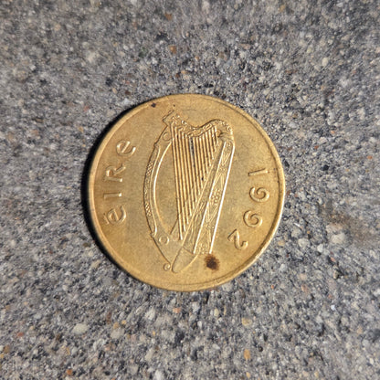 Ireland Horse 20 Pence Coin front on a concrete background. - Mountainstruck Coin Jewelry