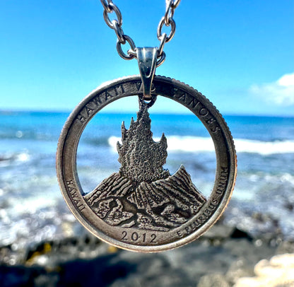 U.S. National Park Quarter Hand Cut Coin Necklace - Mountainstruck Coin Jewelry