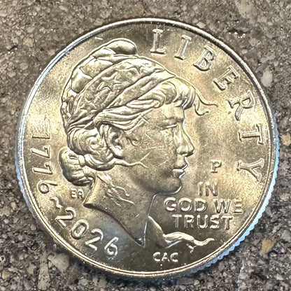U.S. 2026 "Lady Liberty" Dime Coin front on a concrete background. - Mountainstruck Coin Jewelry