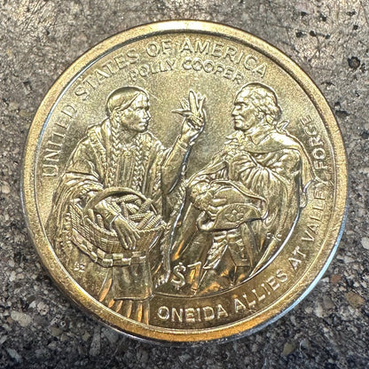 U.S. 2026 Oneida Allies 1 Dollar Coin back on a concrete background. - Mountainstruck Coin Jewelry