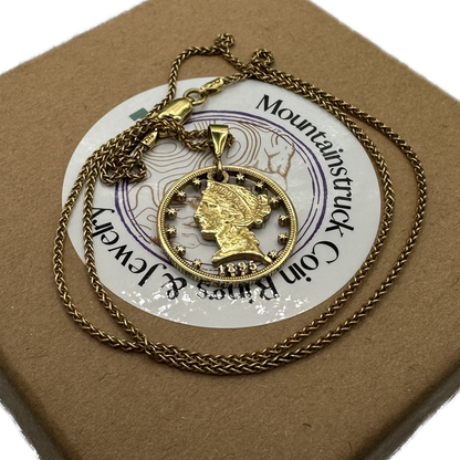 U.S. 22k Gold Half Eagle Hand Cut Necklace - Mountainstruck Coin Jewelry