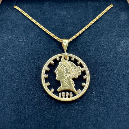 U.S. 22k Gold Half Eagle Hand Cut Necklace - Mountainstruck Coin Jewelry