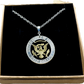 U.S. JFK Eagle Half Dollar Hand Cut Silver Coin Necklace with 24k gold plated Eagle in a brown kraft box on a black velvet background. - Mountainstruck Coin Jewelry