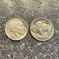 U.S. Buffalo Nickel Coin on a concrete background. Front side of coin on the left side of the picture and back side of coin on the right. - Mountainstruck Coin Jewelry