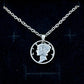 U.S. Mercury Dime Silver Hand Cut Coin Necklace (stainless chain) in a brown kraft box on a black velvet background. - Mountainstruck Coin Jewelry