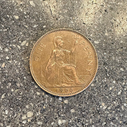 UK One Penny Coin back on a concrete background. - Mountainstruck Coin Jewelry