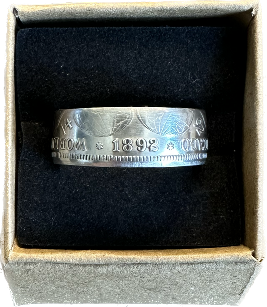 1892-1893 Chicago Columbus Silver Half Dollar Coin Ring (shine) - Mountainstruck Coin Jewelry