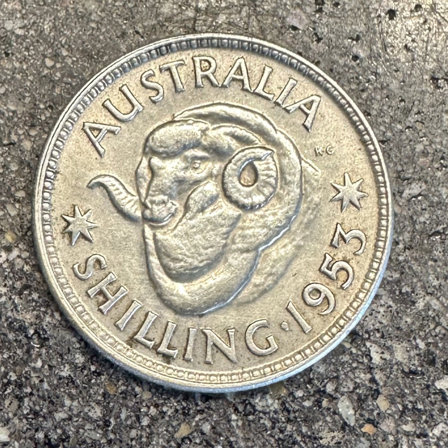 Australia Shilling Silver Coin back on dark concrete background. - Mountainstruck Coin Jewelry
