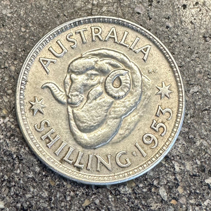 Australia Shilling Silver Coin back on dark concrete background. - Mountainstruck Coin Jewelry