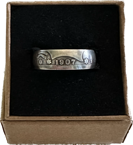 Barber Silver Quarter Coin Ring (front) - Mountainstruck Coin Jewelry