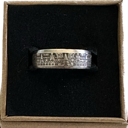 Mexico 10 Centavos Coin Ring in a brown kraft box on a black velvet background. - Mountainstruck Coin Jewelry