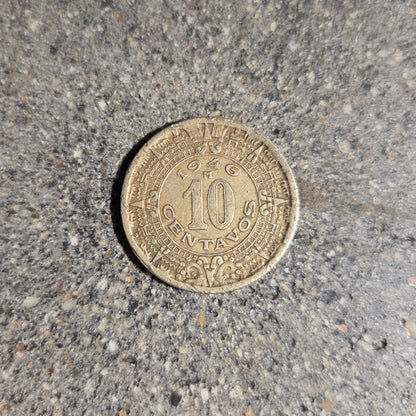 Mexico 10 Centavos Coin back on a concrete background. - Mountainstruck Coin Jewelry