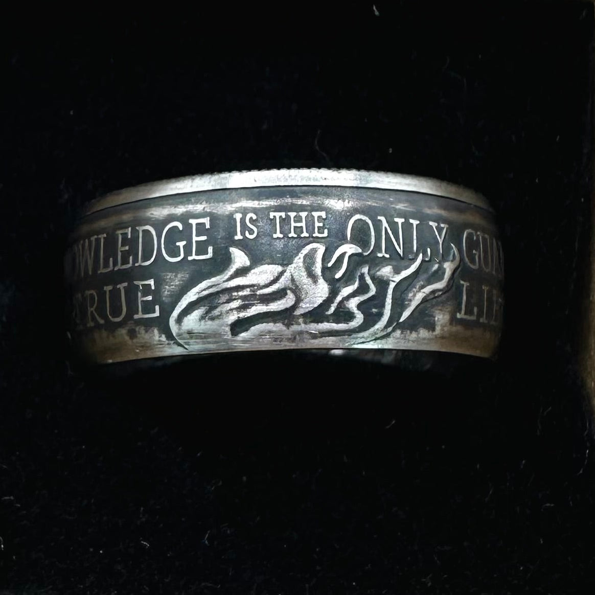 U.S. 2026 Half Dollar Coin Ring on a black velvet background. - Mountainstruck Coin Jewelry