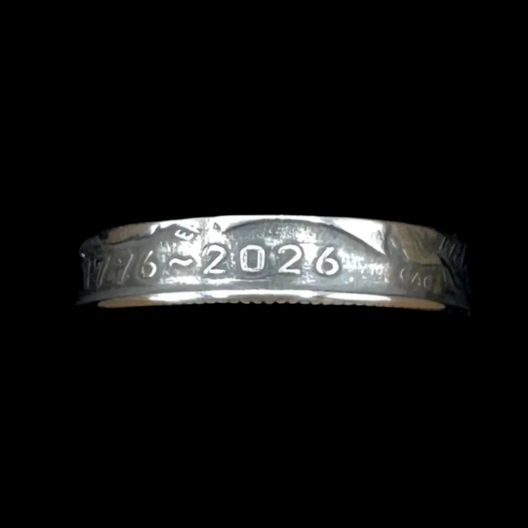 U.S. 2026 "Emerging Liberty" Dime Coin Ring on a black background. - Mountainstruck Coin Jewelry
