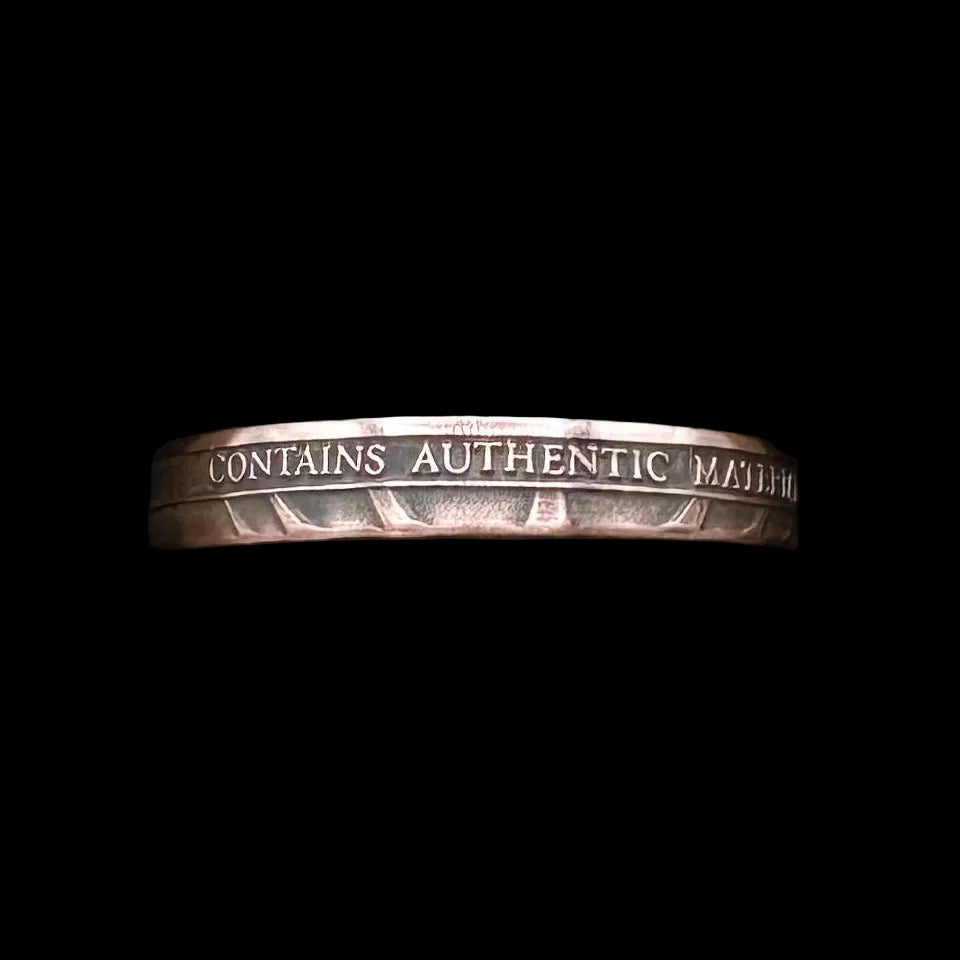 U.S. Authentic Copper Statue of Liberty Token Ring in a brown kraft box on a black velvet background. - Mountainstruck Coin Jewelry