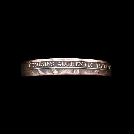 U.S. Authentic Copper Statue of Liberty Token Ring in a brown kraft box on a black velvet background. - Mountainstruck Coin Jewelry