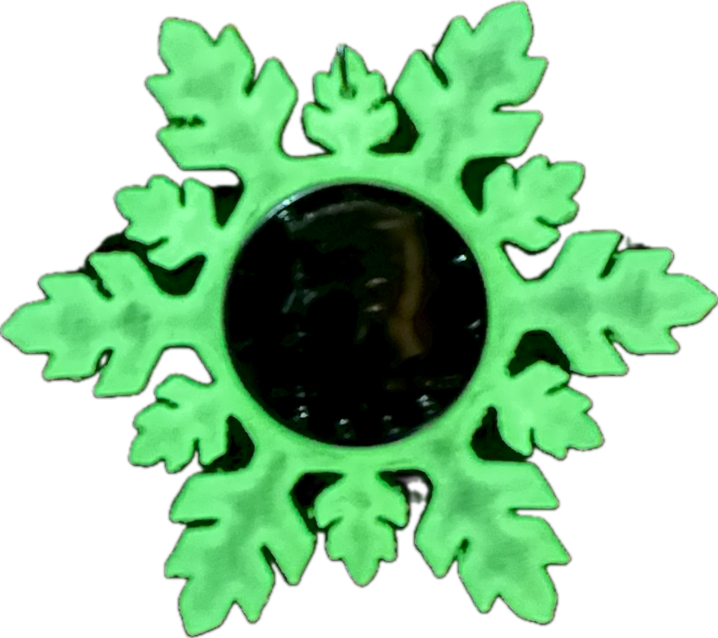 2025 Half Dollar Christmas Ornament  with an uncirculated half dollar cased inside a white 3D printed snowflake glowing in the dark. - Mountainstruck Coin Jewelry