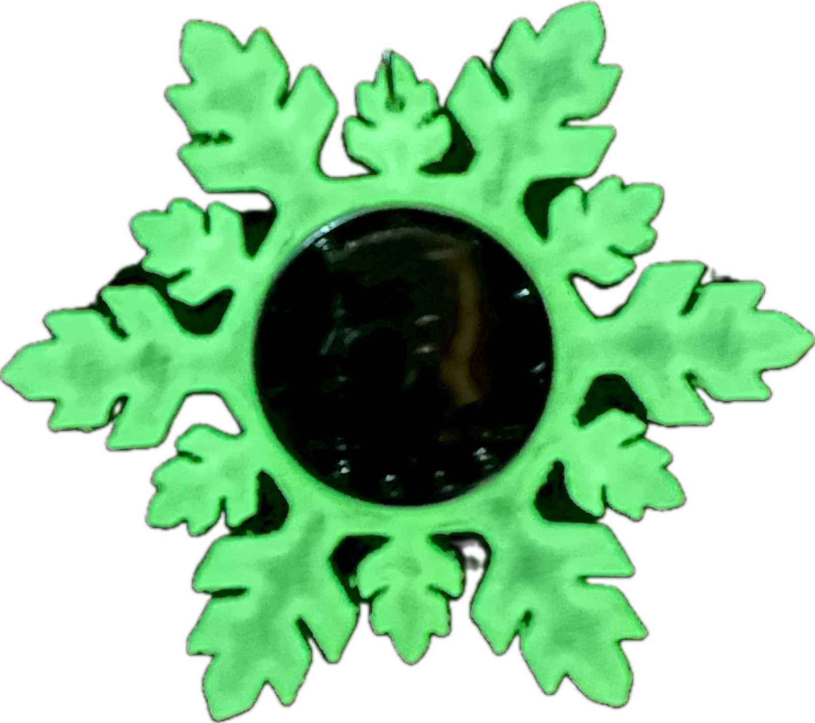 2025 Half Dollar Christmas Ornament  with an uncirculated half dollar cased inside a white 3D printed snowflake glowing in the dark. - Mountainstruck Coin Jewelry
