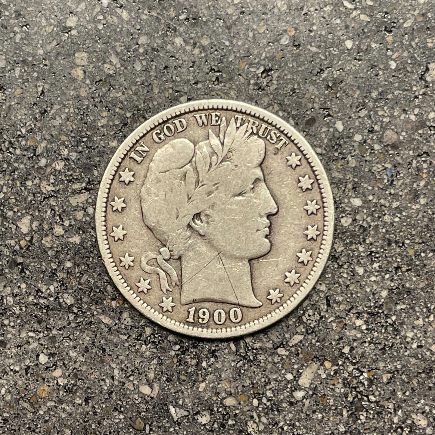 Barber Half Dollar Silver Coin front of coin. - Mountainstruck Coin Jewelry