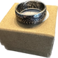JFK Silver Half Dollar Coin Ring (reverse) on a brown kraft box. - Mountainstruck Coin Jewelry
