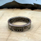 U.S. State Quarter Coin Ring featuring California on a light wood round with metal mountain background. - Mountainstruck Coin Jewelry