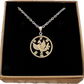 Phoenix Japan 100 Yen Silver Hand Cut Coin Necklace in a brown kraft box on a black velvet background.