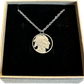 U.S. Buffalo Nickel (Front) Coin Necklace with a stainless chain in brown kraft box on black velvet background.
