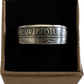 Newfoundland 50 Cents Silver Coin Ring in a brown kraft box on a black velvet background.
