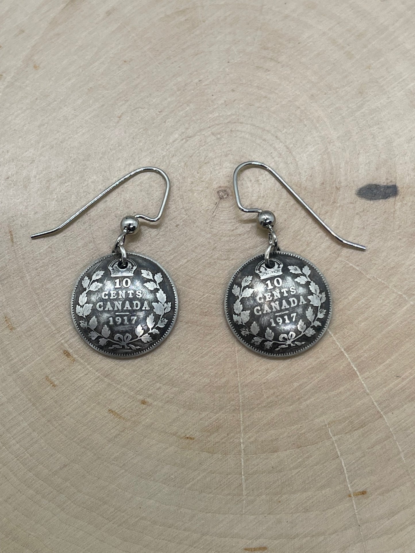 Canada 10 Cents Silver Earrings